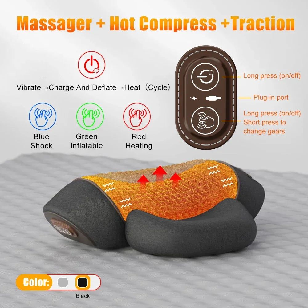 3-in-1 Neck Massager Pillow for Shoulder Deep Tissue , with Heating and Traction Function, Hump Corrector for Women
